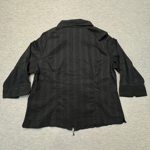 Faded Glory Womens Black Textured Zip Shirt Jacket 3/4 Sleeve Stretch Size 16W - Picture 4 of 15